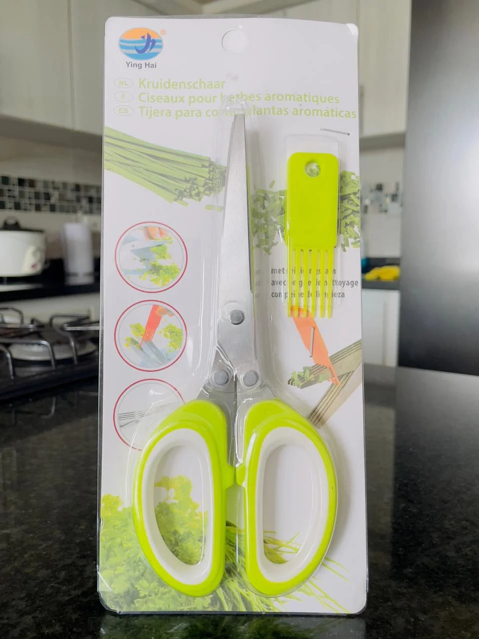 Tijeras Corta Verduras con 5 Cuchillas en Acero Inoxidable