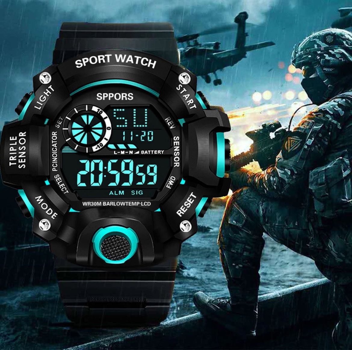 Reloj Deportivo Militar Multifuncional para Hombre